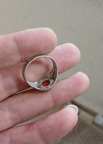 Vintage Bohem Kırmızı Taşlı Erkek Yüzük - Görsel 2