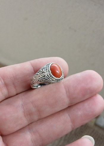 Vintage Bohem Kırmızı Taşlı Erkek Yüzük - Görsel 3