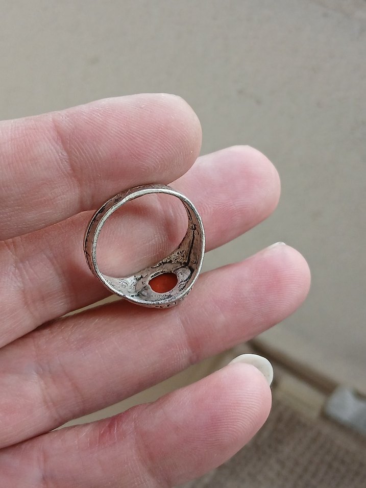 Vintage Bohem Kırmızı Taşlı Erkek Yüzük - Görsel 2