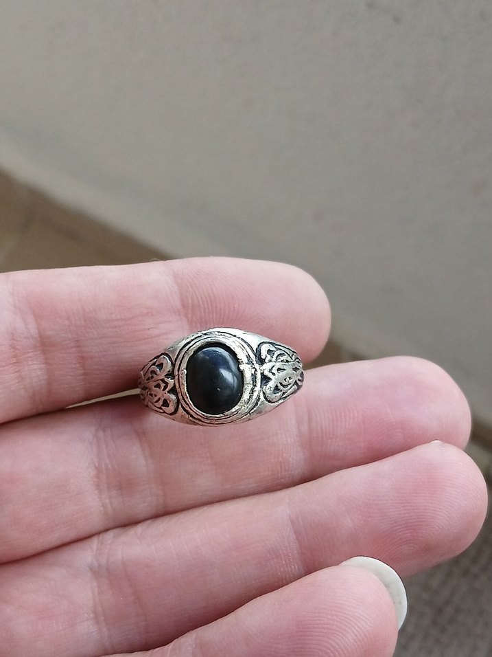 Siyah Taşlı Gotik Erkek Yüzük - Görsel 4