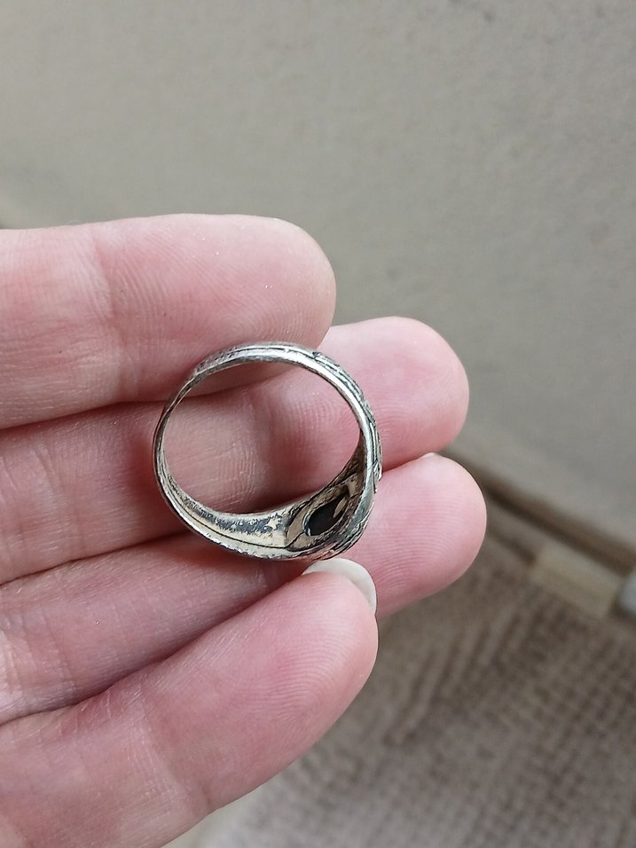 Siyah Taşlı Gotik Erkek Yüzük - Görsel 2