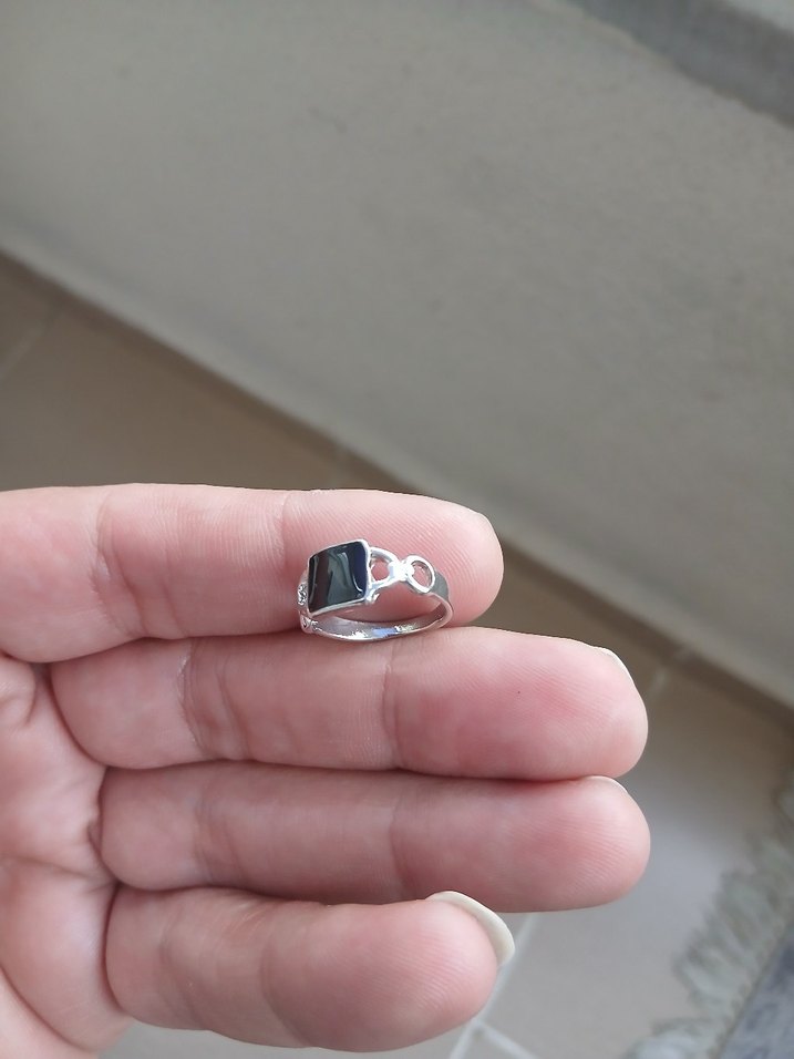 Gri Minimalist Gotik Erkek Yüzük - Görsel 2