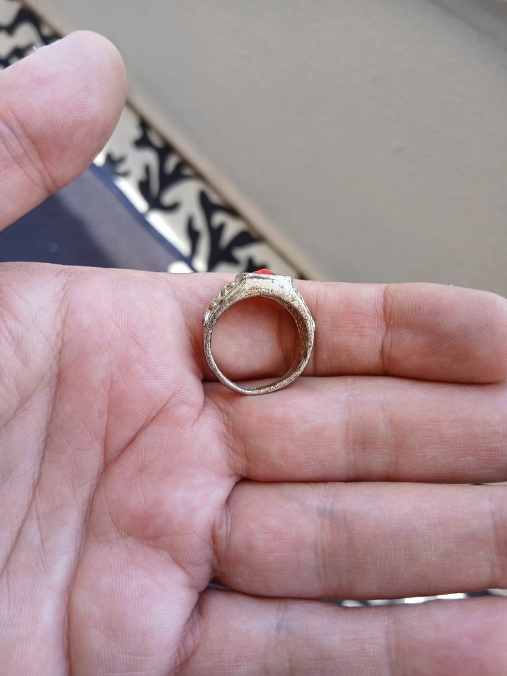 Kırmızı Taşlı Vintage Erkek Yüzük - Görsel 2