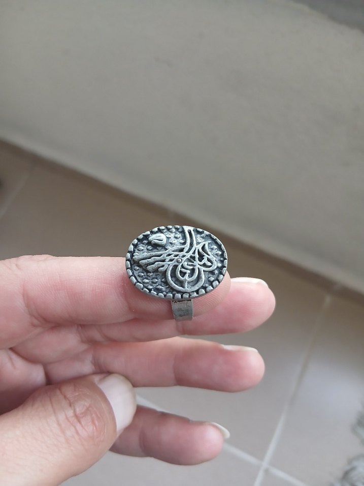 Vintage Gri Erkek Yüzük Modest Stil - Görsel 2