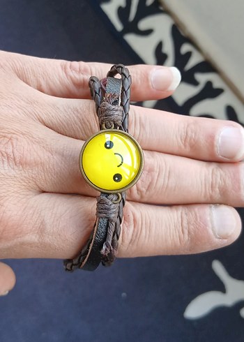 Sarı Gülümseyen Yüz Erkek Bileklik - Görsel 3