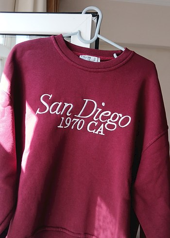 Bordo Baskılı Uzun Kollu Sweatshirt