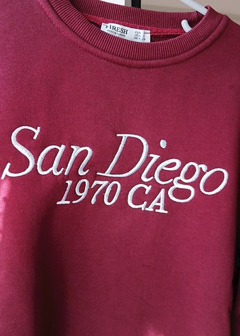 s Beden Bordo Baskılı Uzun Kollu Sweatshirt