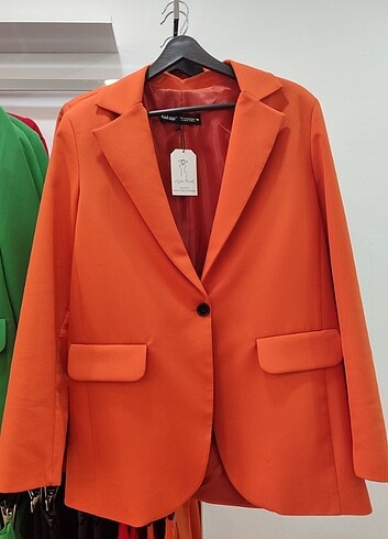 l Beden turuncu Renk Kiremit Rengi Blazer Ceket 