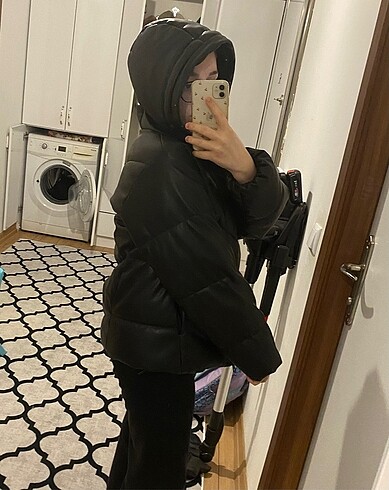 xs Beden deri şişme mont