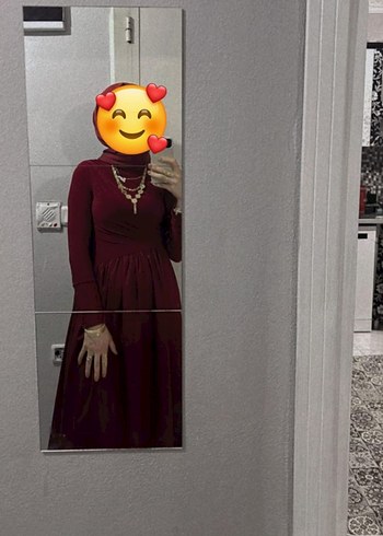 Bordo Uzun Kollu Bohem Gotik Elbise