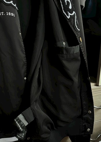 Siyah Brooklyn Baskılı Düğmeli Ceket unisex - Görsel 5