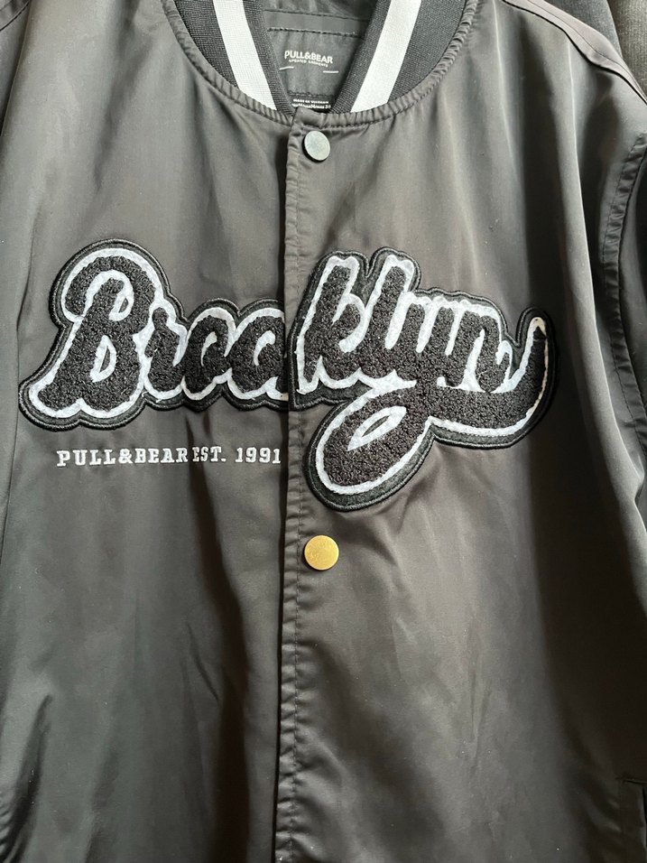 Siyah Brooklyn Baskılı Düğmeli Ceket unisex - Görsel 2