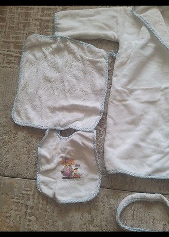 Pierre Cardin Unisex Bebek Mavi Bornoz Seti - Görsel 5