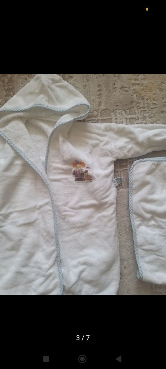 Pierre Cardin Unisex Bebek Mavi Bornoz Seti - Görsel 3