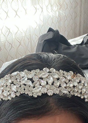 Vintage Beyaz Payetli Gelin Tacı - Görsel 3