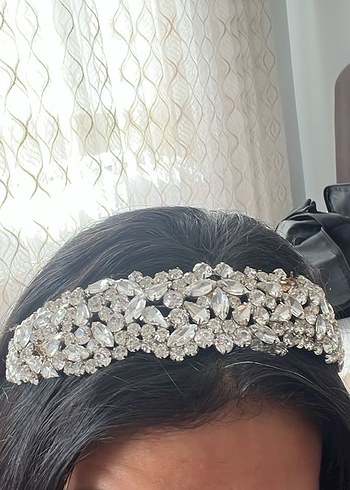 Vintage Beyaz Payetli Gelin Tacı - Görsel 2