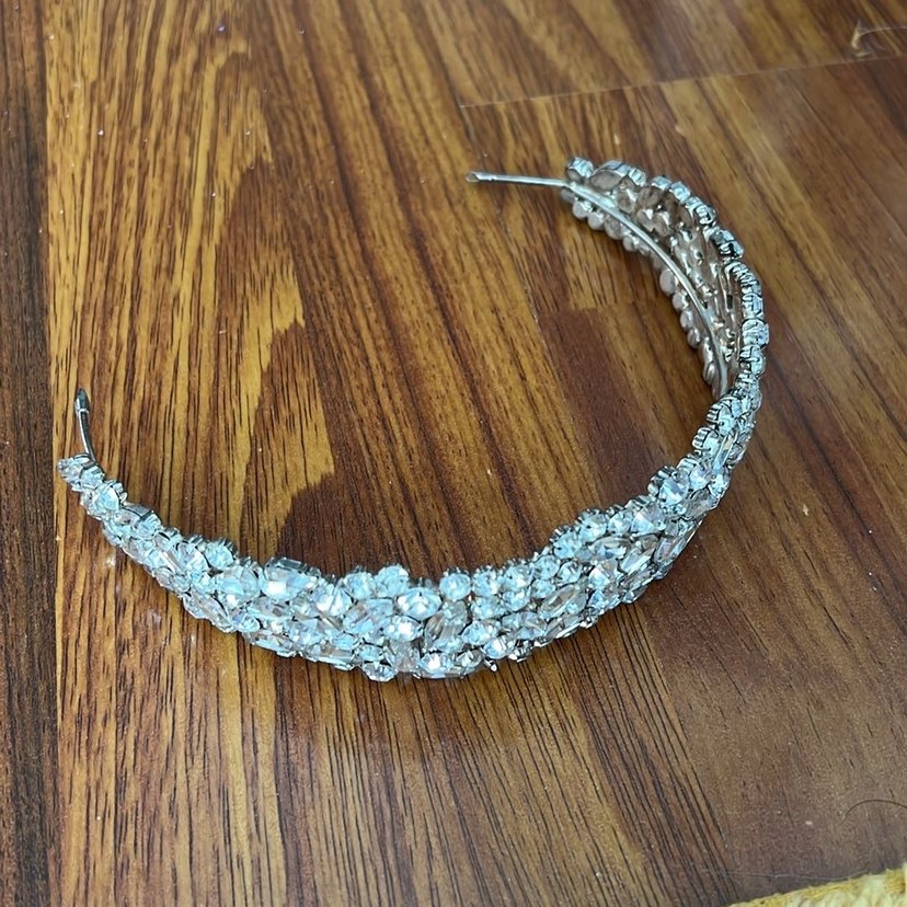 Vintage Beyaz Payetli Gelin Tacı - Görsel 5