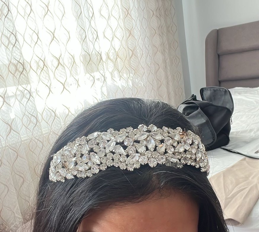 Vintage Beyaz Payetli Gelin Tacı - Görsel 2