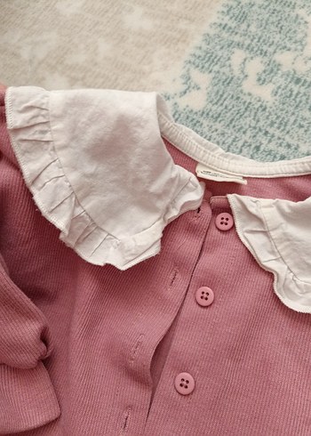 Pembe  Düğmeli Kız Hırka - Görsel 6