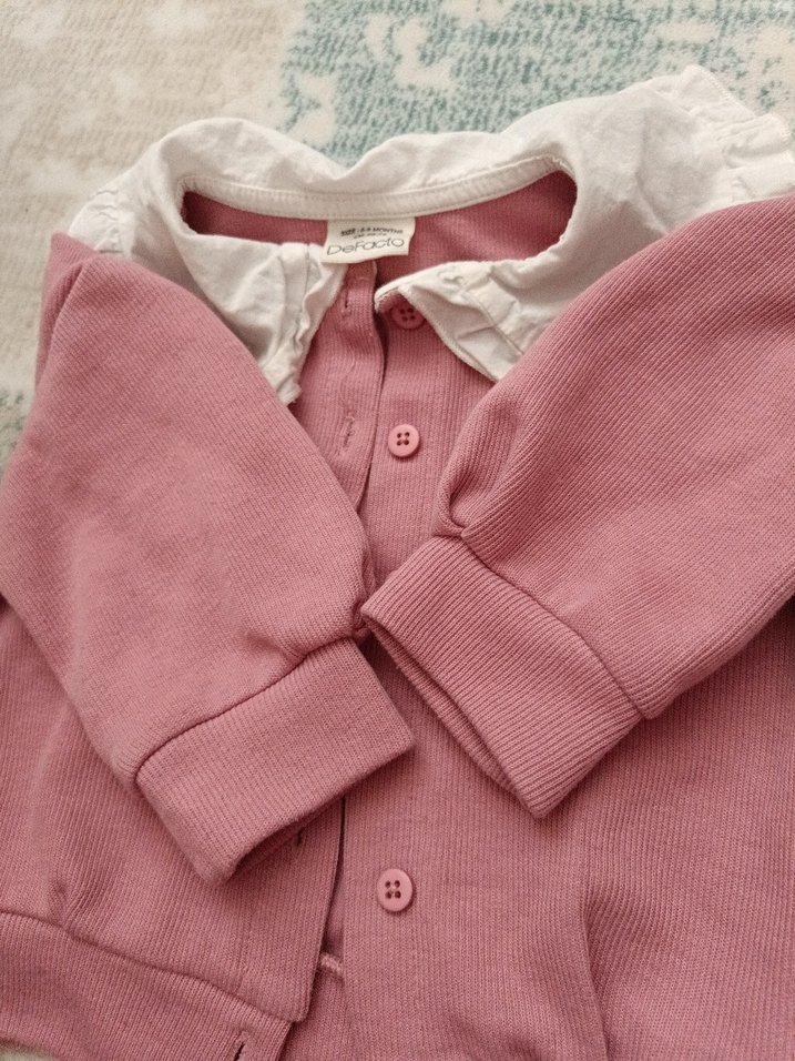 Pembe  Düğmeli Kız Hırka - Görsel 4