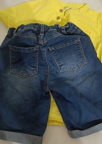 Sarı Düğmeli Tişört ve Kot Şort erkek çocuk - Görsel 5