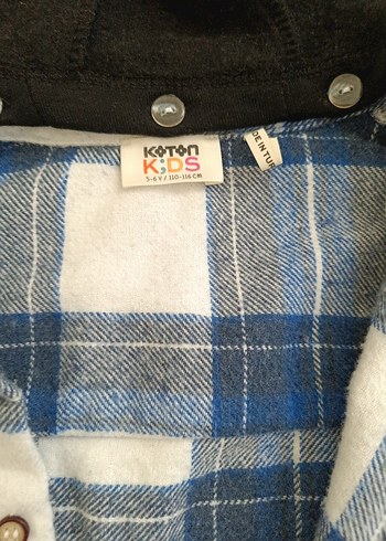 Kapüşonlu Mavi Ekose Erkek Gömlek - Görsel 3