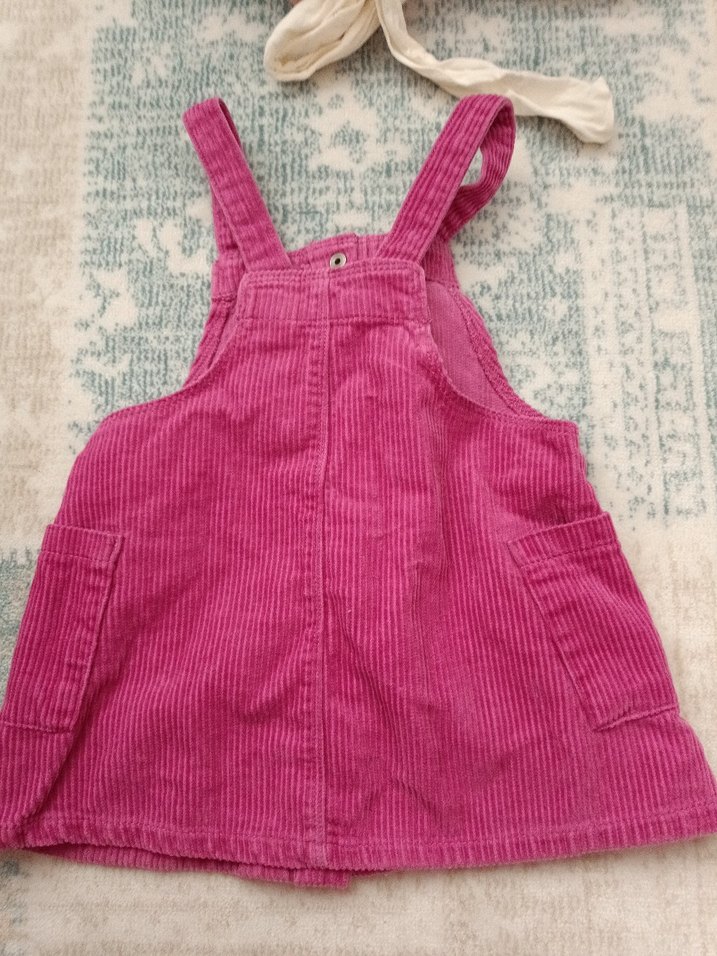 Pembe Düğmeli Kız jile elbise - Görsel 3