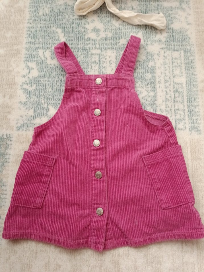 Pembe Düğmeli Kız jile elbise - Görsel 4