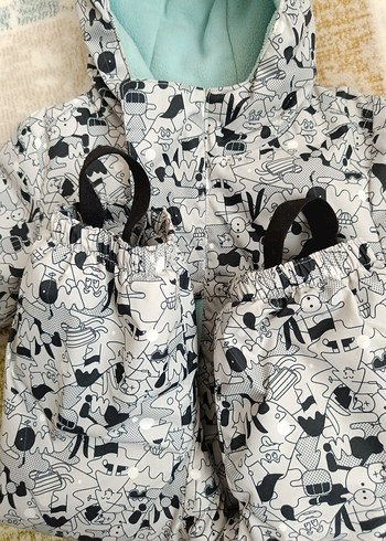 Kapüşonlu Fermuarlı Bebek Tulumu Gri - Görsel 5