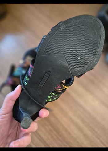 Renkli Yılan Desenli Bohem Topuklu Kadın Ayakkabı - Görsel 3