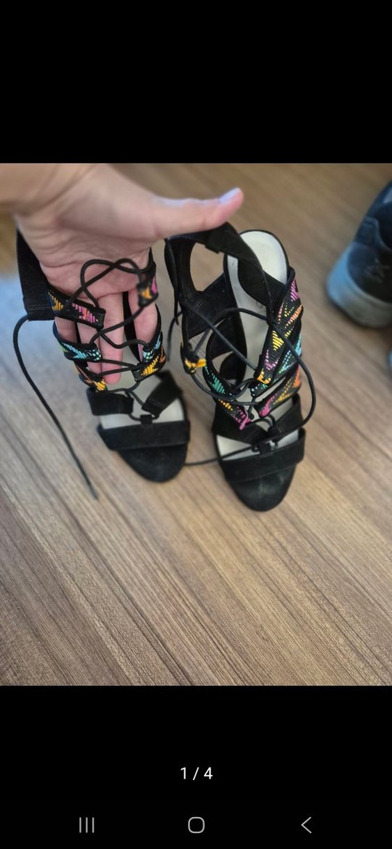 Renkli Yılan Desenli Bohem Topuklu Kadın Ayakkabı - Görsel 2