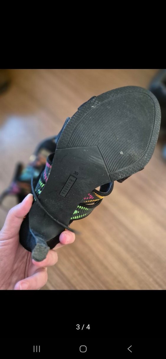 Renkli Yılan Desenli Bohem Topuklu Kadın Ayakkabı - Görsel 3