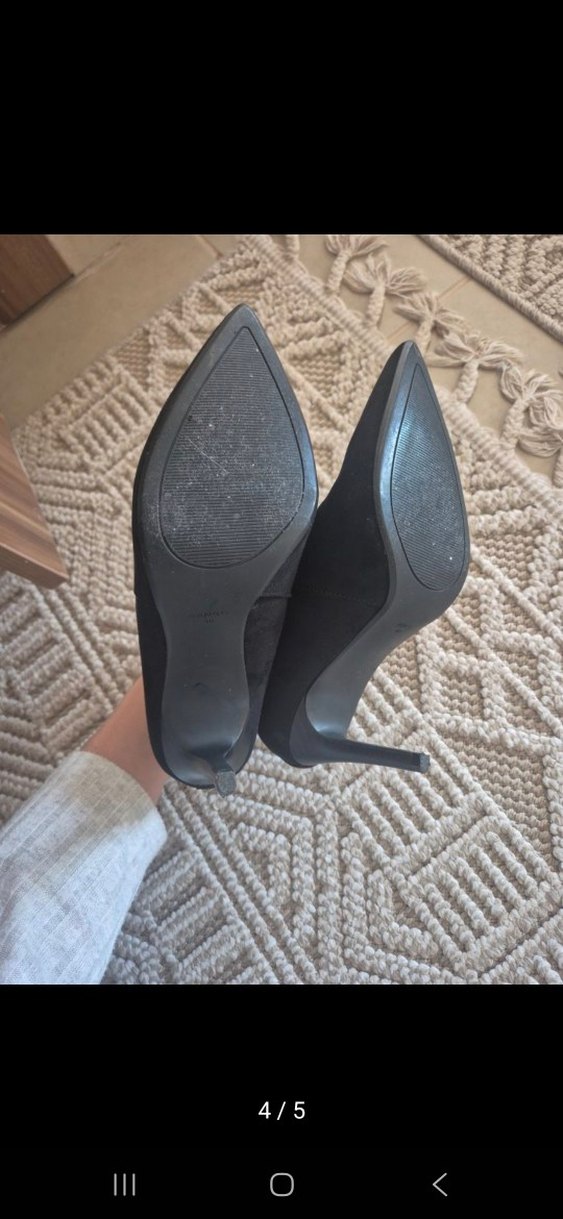 Siyah Süet Stiletto Topuklu Kadın Bot - Görsel 4