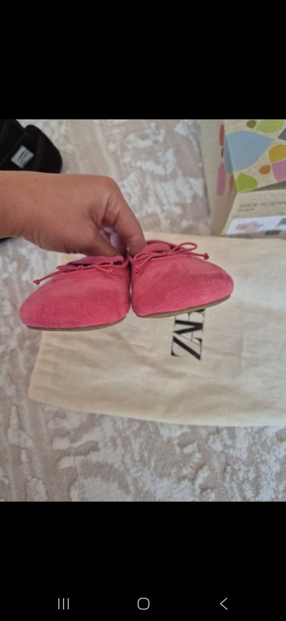 Pembe Süet Kız Çocuk Babet Ayakkabı - Görsel 4