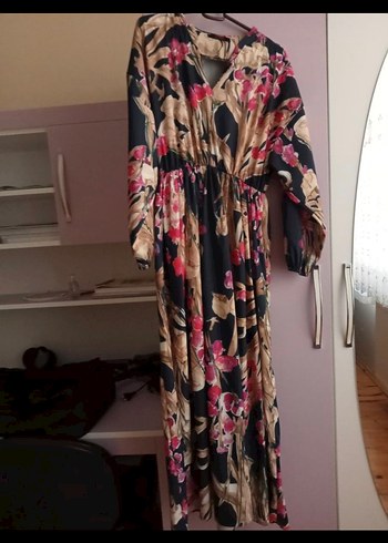 xl Beden Çiçek Desenli tesettür günlük elbise