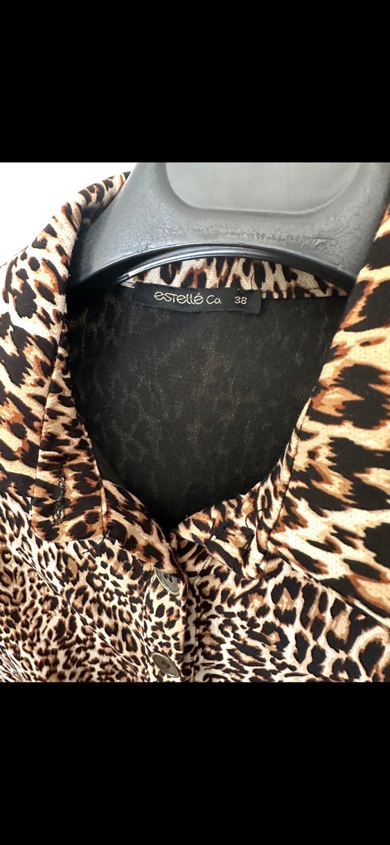 Kahverengi Leopar Desenli Uzun Kadın Elbise - Görsel 3