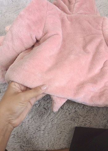 Kız Çocuk Pembe Kapüşonlu Kürklü Mont - Görsel 6