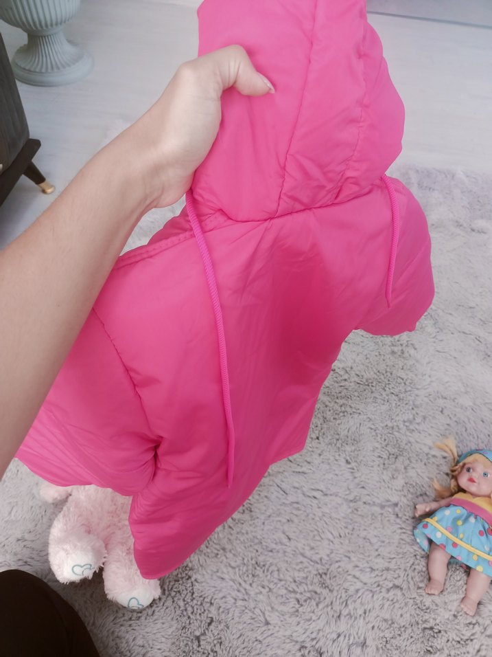 Kız Çocuk Pembe Kapüşonlu Nakışlı Mont - Görsel 3