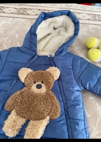 Mavi Bebek Astronot Tulum, Kürklü Kapüşonlu, Ayıcık Detaylı - Görsel 3