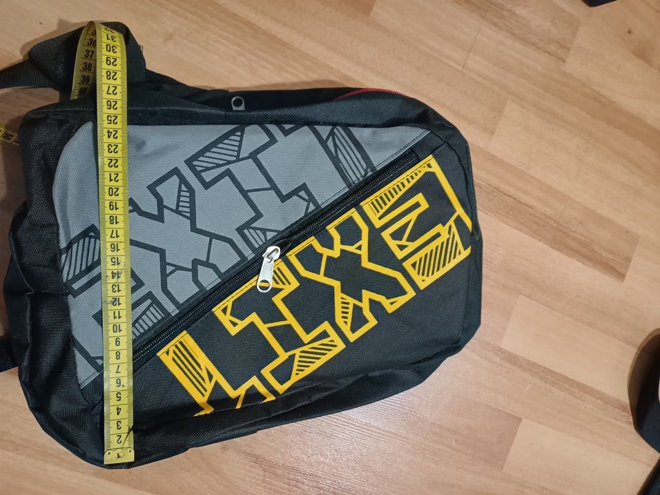 Siyah Gri Baskılı Fermuarlı Erkek Sırt Çantası - Görsel 2