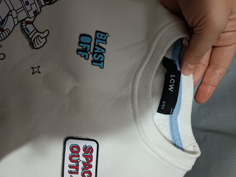 Beyaz Erkek Çocuk Baskılı Kısa Kollu Sweatshirt - Görsel 2