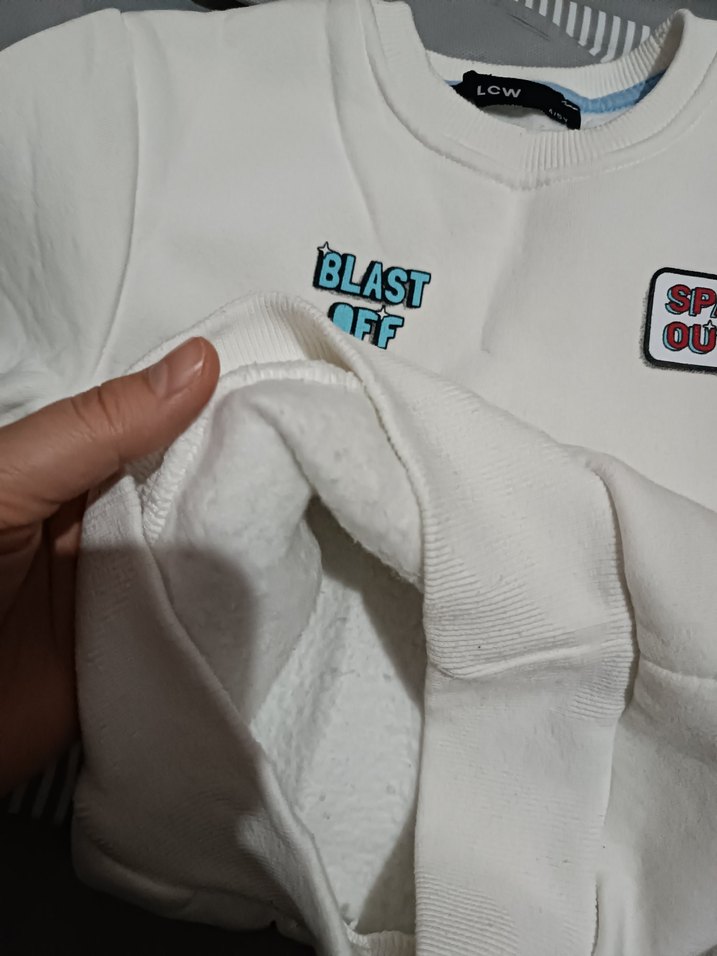 Beyaz Erkek Çocuk Baskılı Kısa Kollu Sweatshirt - Görsel 4