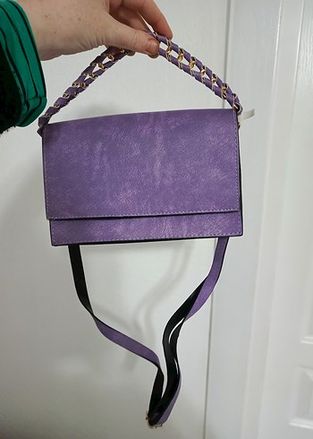 Mor Süet Zincir Detaylı Kadın Çanta - Görsel 2