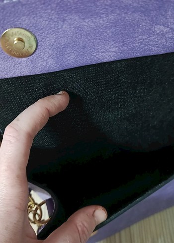 Mor Süet Zincir Detaylı Kadın Çanta - Görsel 6