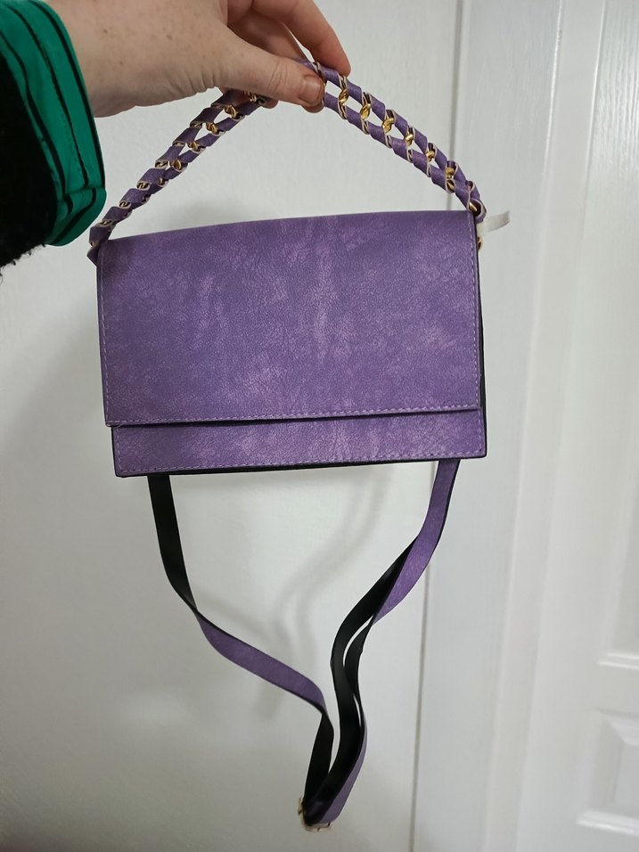 Mor Süet Zincir Detaylı Kadın Çanta - Görsel 2