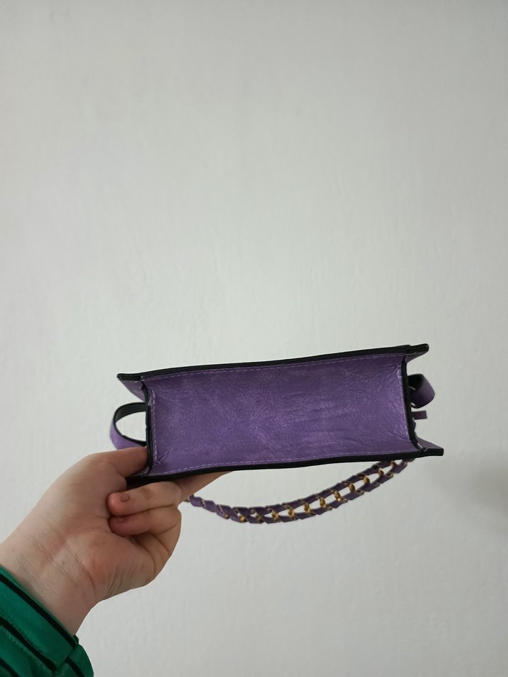 Mor Süet Zincir Detaylı Kadın Çanta - Görsel 5