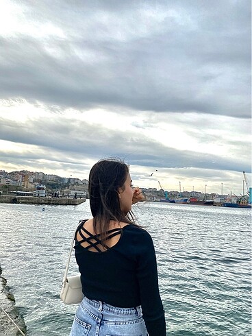 Diğer Sırt dekolteli uzun kollu crop