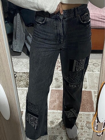 Zara Yüksel bel bol paça jeans