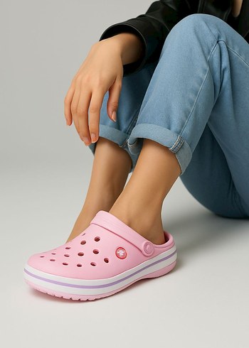 Crocs Pudra Crocs Tarzı Kadın Terlik Velcro