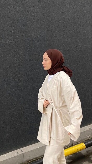 Bej Keten Kimono